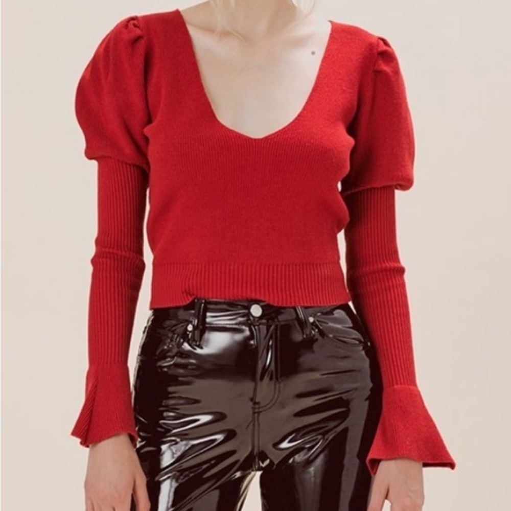 For Love and Lemons Knitz Oxford Sweater Red size L